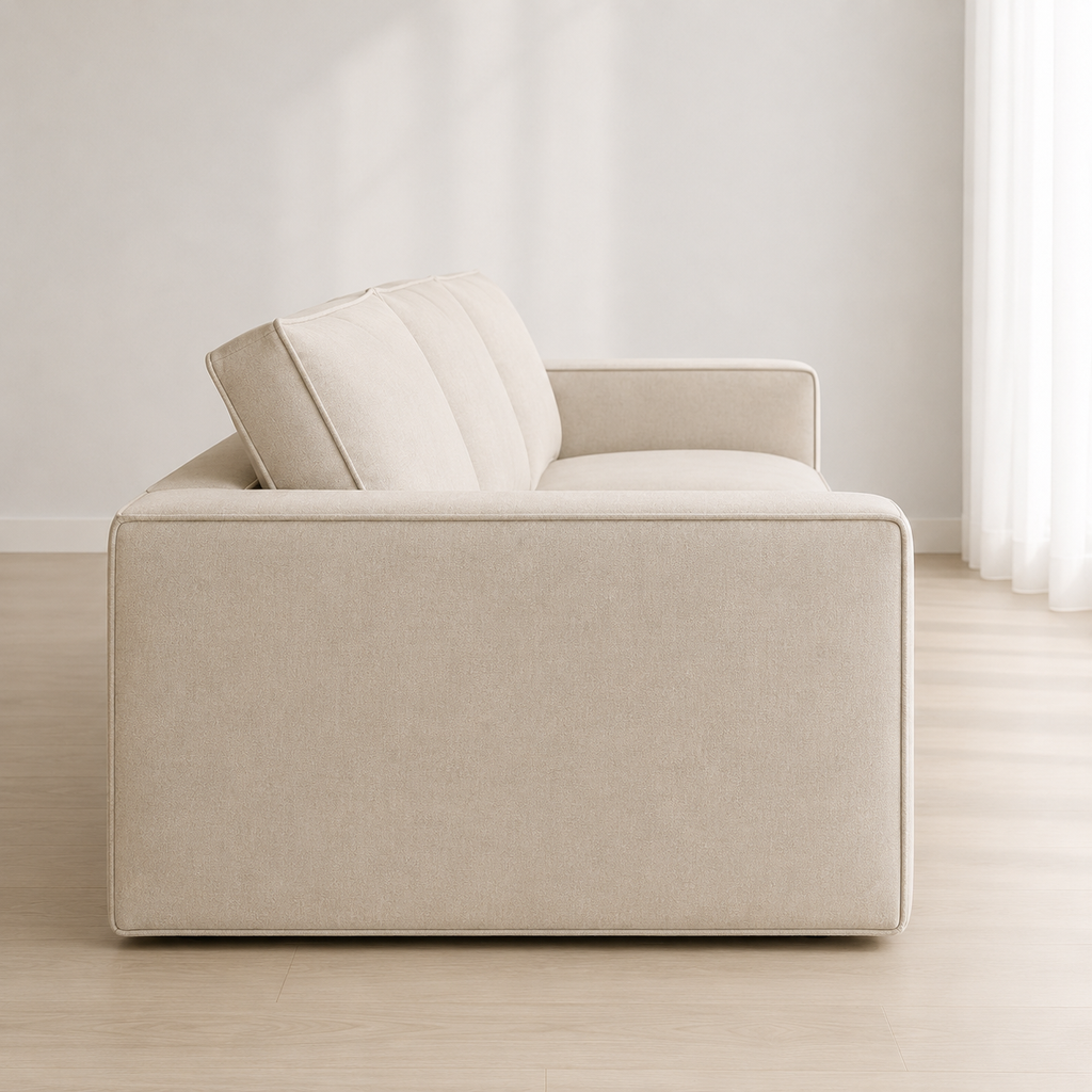Ample Sofa from the other side in raking daylight