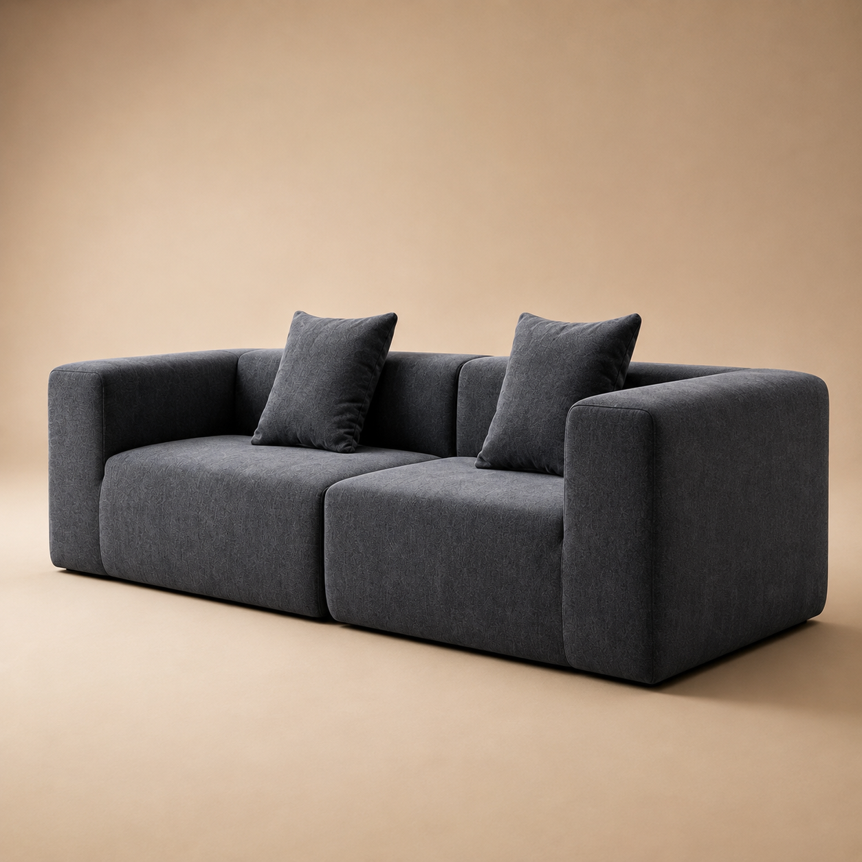 Basalte Sofa at an angle, the recessed base leaving the body apparently on the floor