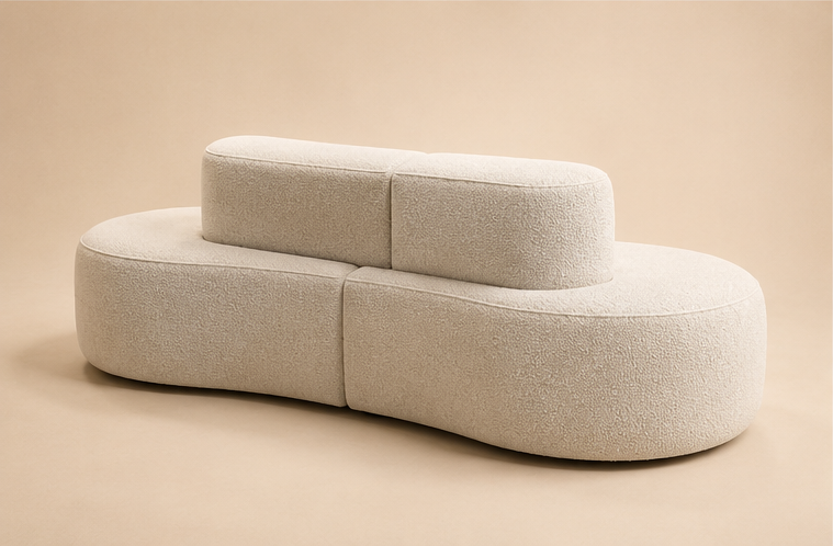 Pétale Sofa from behind, showing how low the back sits and how far the seat runs past it