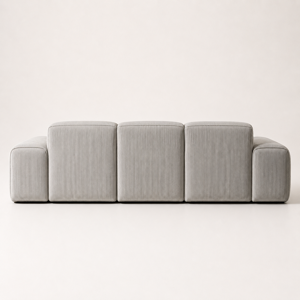 Triptyque Sofa from behind, the rib running vertically down the back of each module